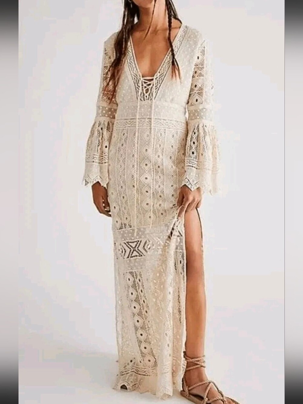 FREE PEOPLE JENS PIRATE BOOTY EUC CROCHET LINED MAXI GORGEOUS